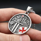 Vintage Armor Shield Knight Templar Cross Pendant Necklace For Men Stainless Steel Fashion Punk Amulet Jewelry Gift