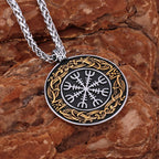 Nordic Mythology Courageous Men Helmet of Awe Necklace Handmade Gold Color Celtic Knot Amulet Biker Party Club Pendant