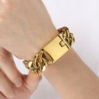 Cool 17MM Width Curb Cuban Link Chain Bracelet for Man Polished Stainless Steel Men's Bracelets Punk Rock Jewelry