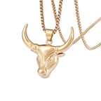 Gothic Green Stone Bull Skull Necklace Pendant Punk Animal Necklace Mens Taurus Zodiac Amulet Jewelry Anniversary Gift