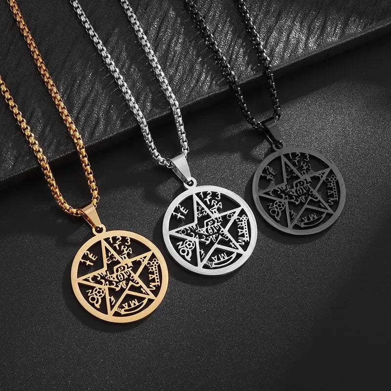 Hebrew Pentagram Star Pendant Necklace — Amulet