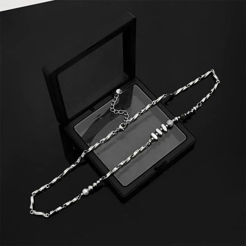 Beaded Stainless Steel Pendant Necklace