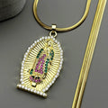Catholic Virgin Mary Zircons Copper Pendant Necklace for Women Men Stainless Steel Gold Color Our Lady of Guadalupe