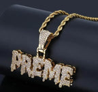 Bling Iced Out Savage Pendant Cubic Zirconia Letter Necklace for Men Women Hip Hop Rock Rap Party Jewelry