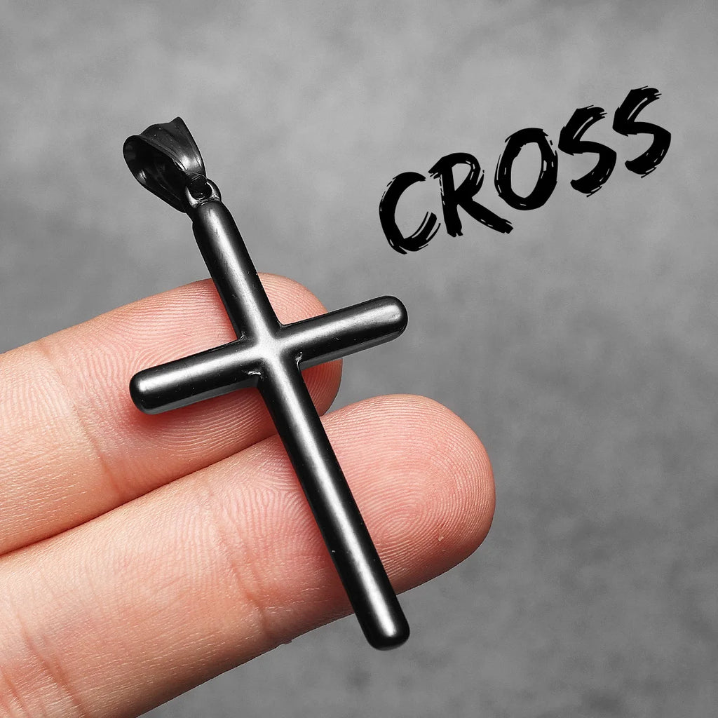 Cross Pendant Necklace Stainless Steel Simple
