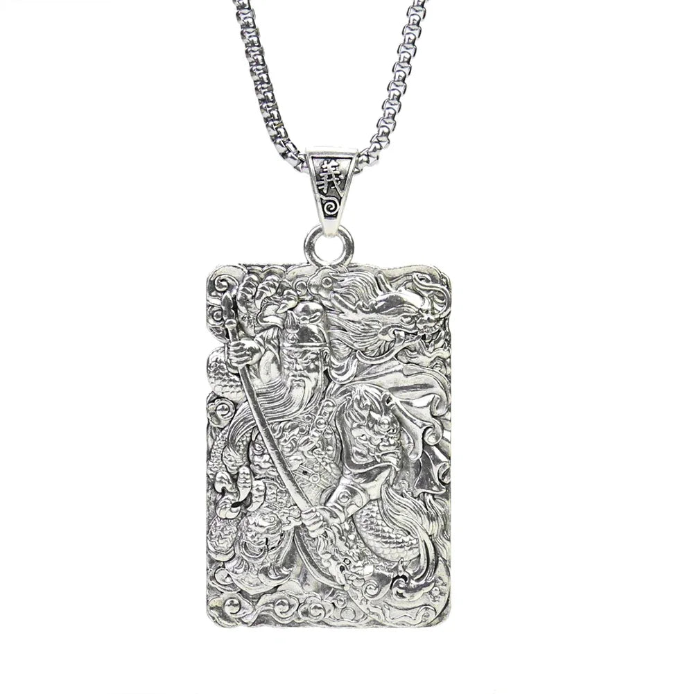 Guan Yu Dog Tag Pendant Necklace — Dragon, Brotherhood