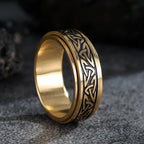 Celts Triangle Knot Stainless Steel Fidget Ring Men Rotatable Decompressionanti Stress And Anxiety Cool Ring Boyfriend