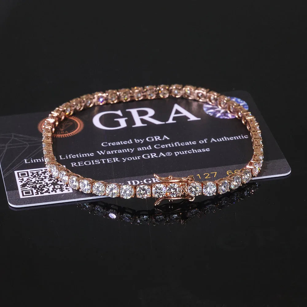 925 Silver VVS Moissanite Tennis Necklace Rose Gold
