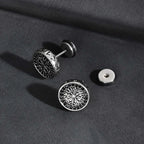 Gothic Norse Viking Rune Stud Earrings — Stainless Steel