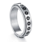 6MM Silver Color Stainless Steel Rotatable Star Rings For Men Women Trendy Male Stylish Punk Metal Ring Spinner Jewelry
