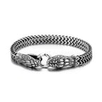 New Trend Personality Weaving Stainless Steel Metal Chain Stereo Engraving Two-headed Snake Bracelet for Men Women