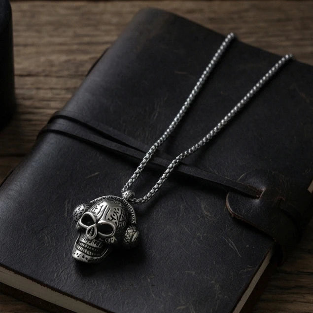 Skull Headphone Pendant Necklace Stainless Steel
