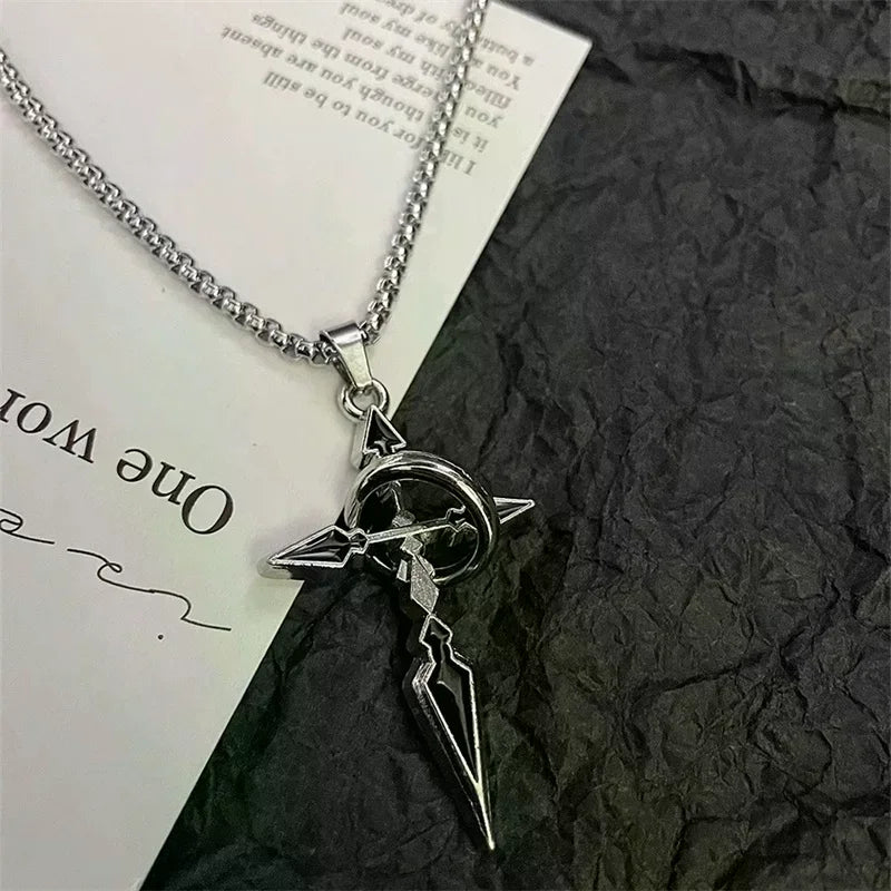 Vintage Punk Cross Pendant Necklace, Versatile Fit for Men