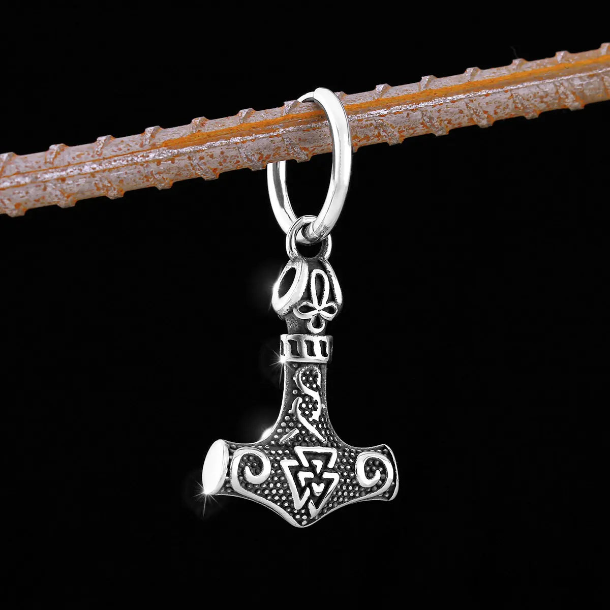 Thor's Hammer Viking Stud Earrings for Men — Stainless Steel