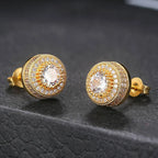 Iced Out Round CZ Piercing Stud Earrings for Men and Women