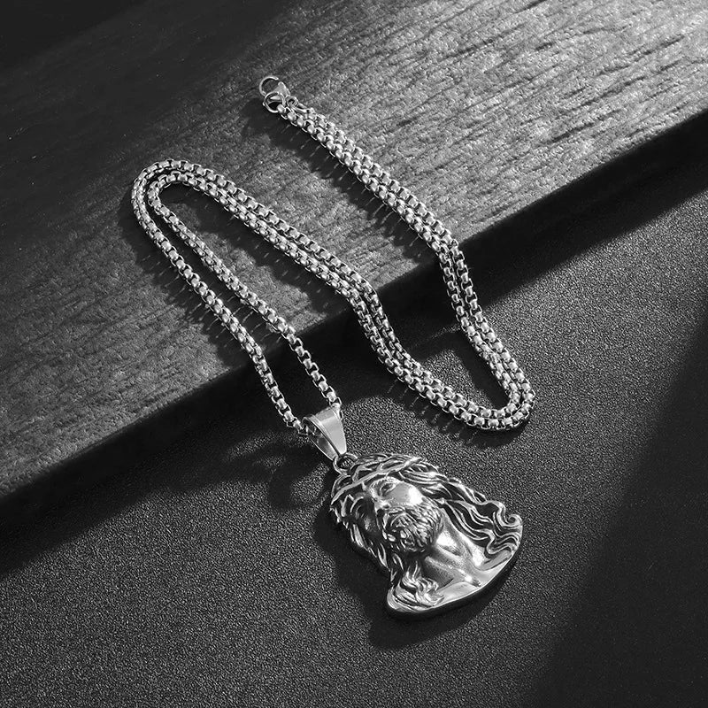 Jesus Pendant Necklace — Stainless Steel