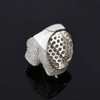 Iced Out Cross Jesus Ring Stainless Steel CZ