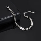 Cuban Box Chain Letter Bracelet — Stainless Steel