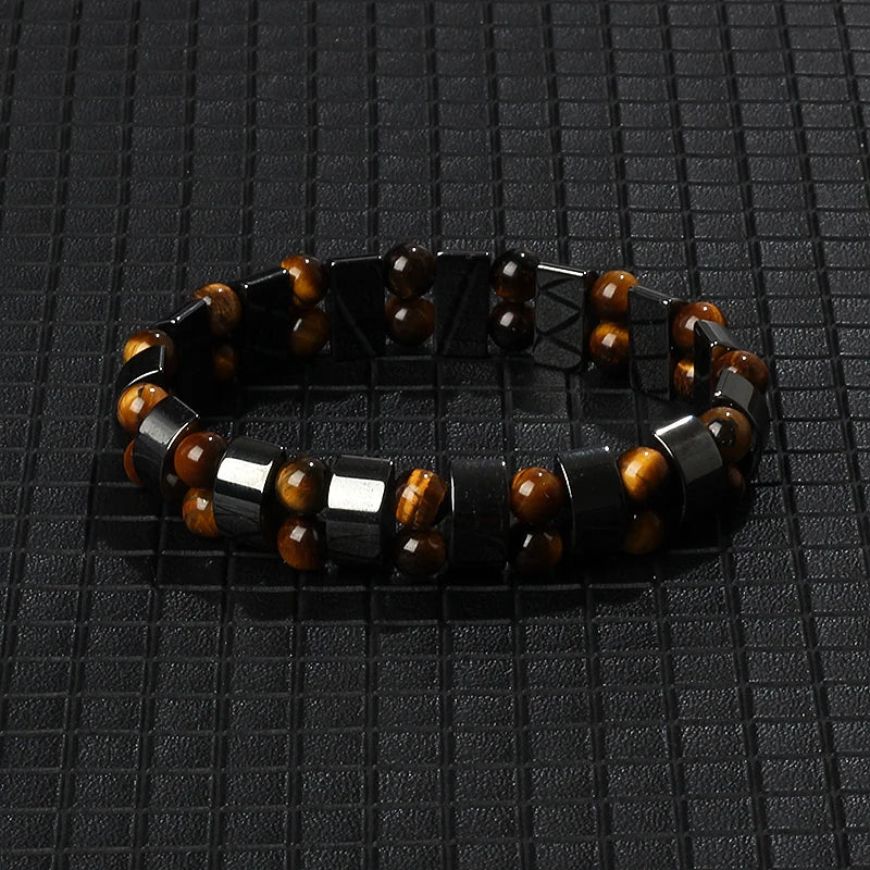 Hematite Therapy Stretch Bracelet — Mixed Metal