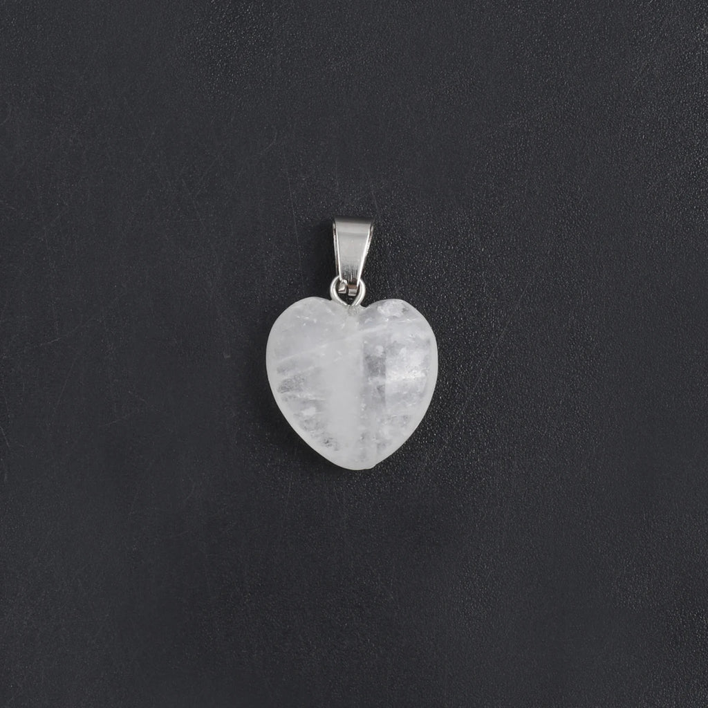 5pc Natural Stone Pendant Heart Clear Quartz Healing Crystals Stone Charms For Jewelry Making DIY Necklaces