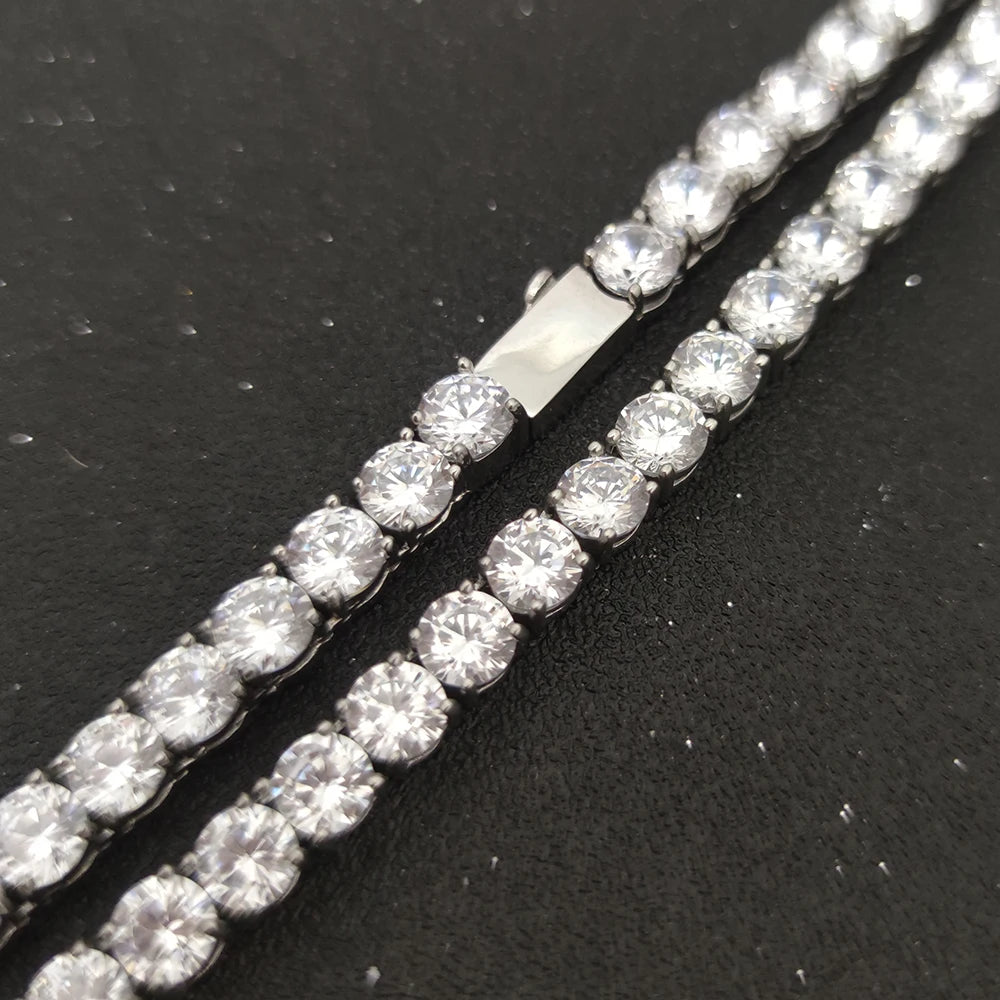 Iced Out Tennis Chain Necklace Stainless Steel