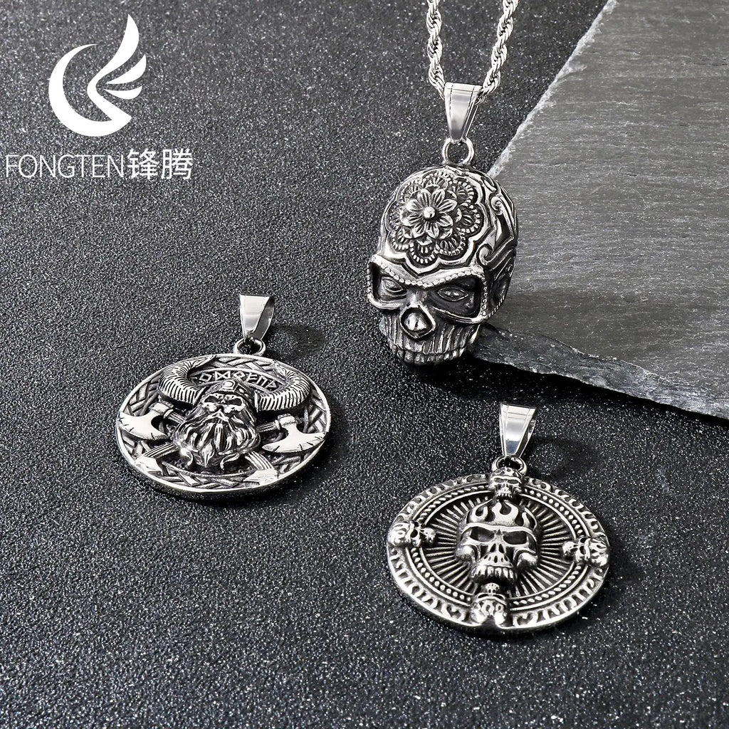 Ghost House Skull Pendant Necklace — Stainless