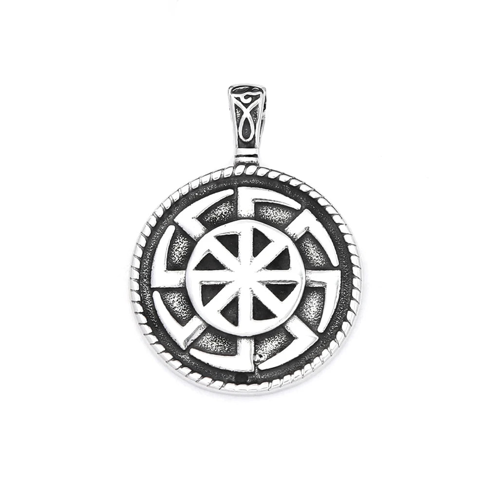 Nordic Steel Pendant Slavic Kolovrat 316L Vintage