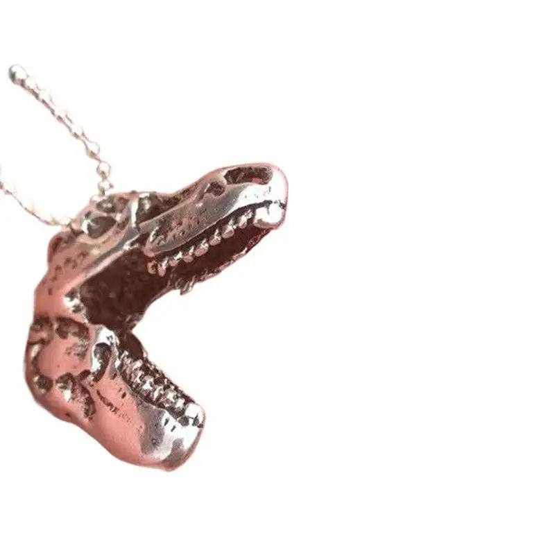 Tyrannosaurus Rex Dinosaur Skull Pendant Long Necklace Goth Teeth