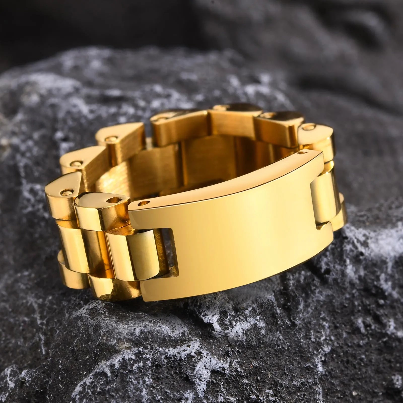 Watch Band Shaped Chain Link Ring 8mm — Stainless Steel