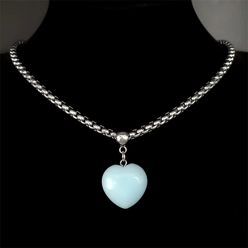 Luminous Heart Glow Dark Pendant — SS