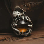Copper Electroplated Gold Endless Glory Pendant 925Sterling Silver Men's Necklace Vintage Distressed Necklace with Amber Stone I