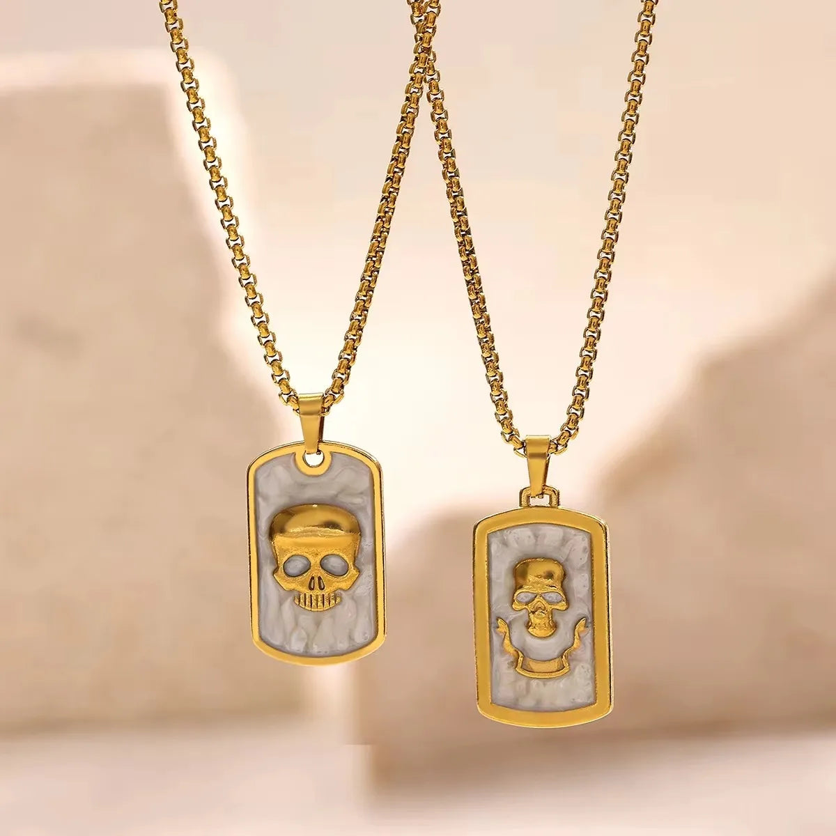 Skull Pendant Necklace — Gold Stainless Steel