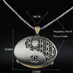 Yin Yang Flower of Life Stainless Steel Necklace for Women Men Silver Color Necklaces & Pendants Jewelry bisuteria N428-QKCS02
