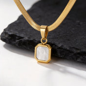 Stone Cuban Chain Pendant Necklace — Stainless Steel