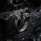 New Personalized Retro Domineering Trend Two-headed Dragon Ring Men Women Punk Adjustable Ring Hip Hop Rock Simple