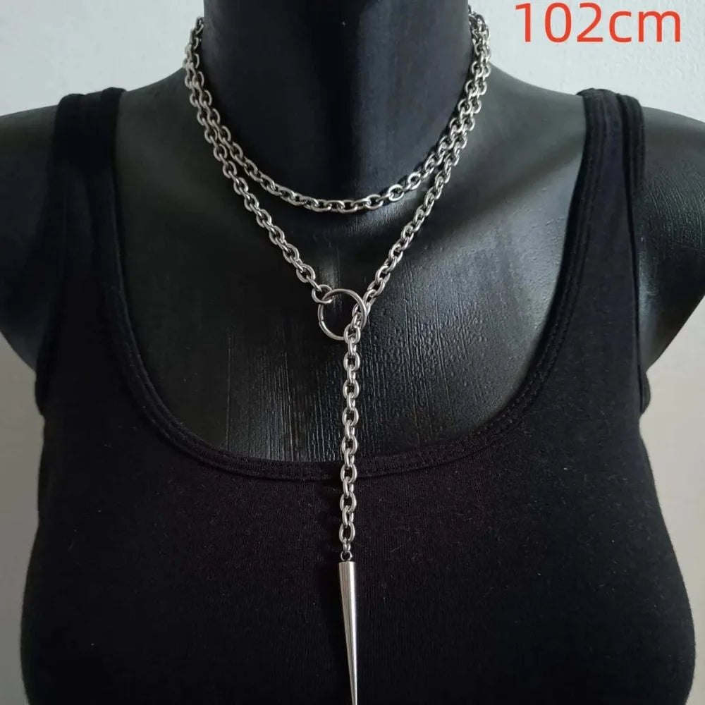 Gothic Vampire Sword Pendant Necklace — Silver