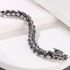 Punk Rock Chinese Loong Dragon Head & Body Chain Bracelet for Man Matte Brushed Stainless Steel Bracelets Men's Male