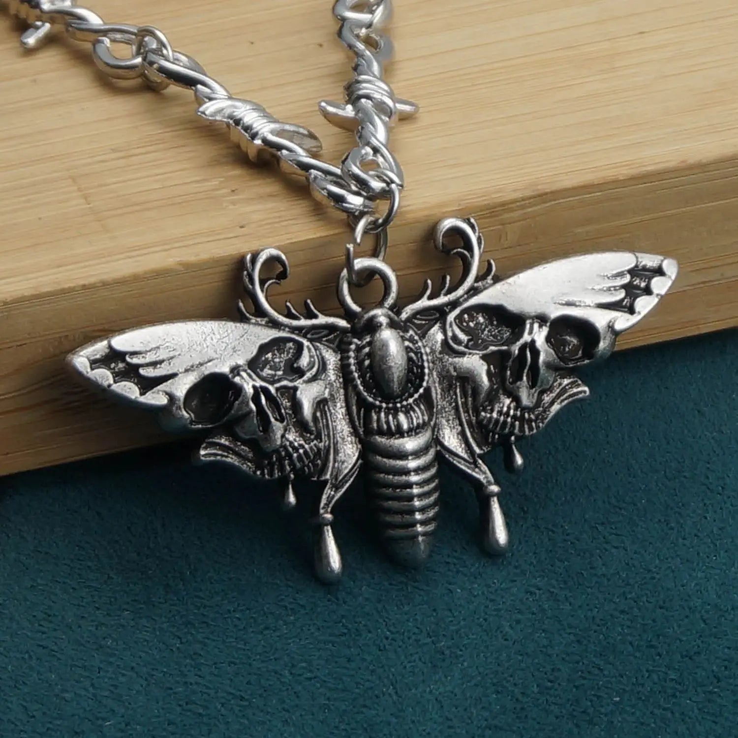 Gothic Death Moth Pendant Necklace