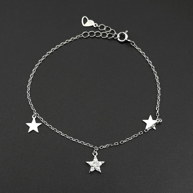 Star Silver Bracelet Sterling Zircon Vintage Mystical