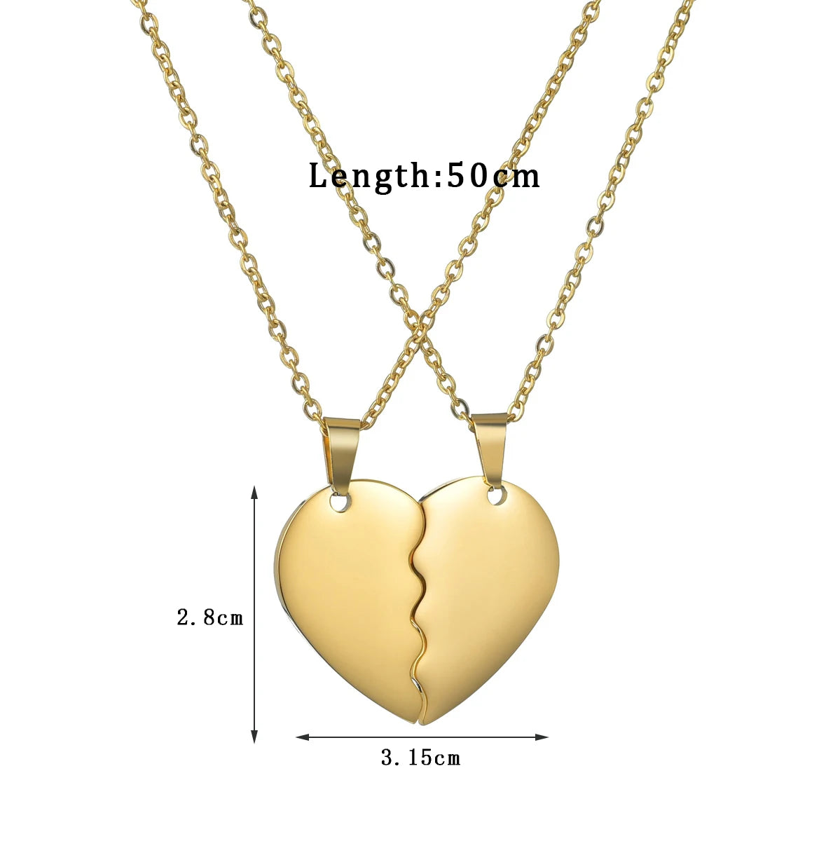 Sifisrri 1 Pair Personalized Engrave Name Half Heart Pendant Necklace for Women Men Stainless Steel Valentine's Day Jewelry Gift