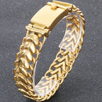 Hiphop Male Bracelets for Man Gold Color Stainless Steel 19MM Width Keel Curb Link Chain Men's Bracelets Christmas