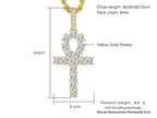 Gold Iced Out Cross Ankh Pendant Necklace