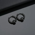 2pcs Stainless Steel Hoop Earrings For Men Small Circle Metal Ball Anti-allergic Ear Buckle Rock Hip Hop Artificial