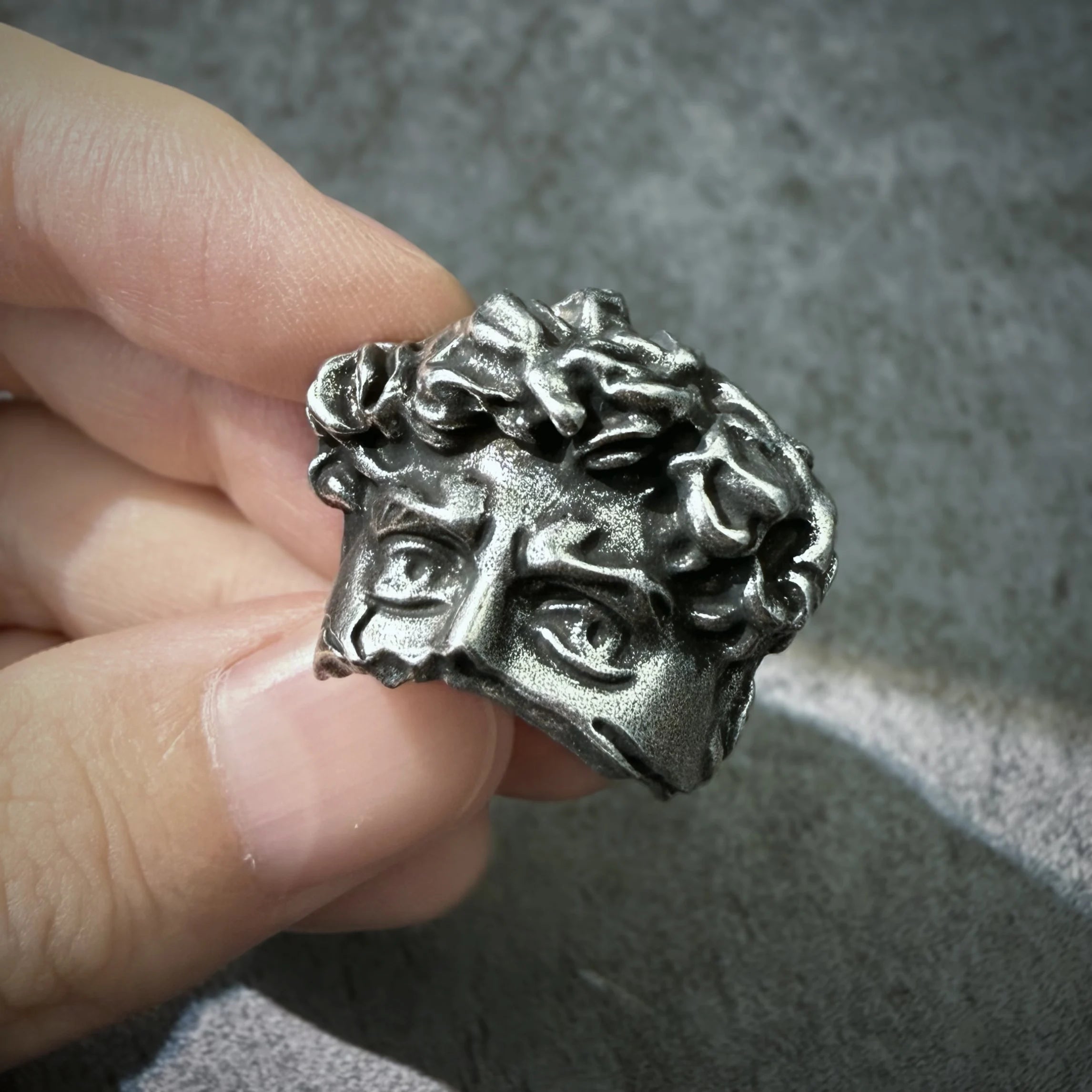 Retro Half Face David Adjustable Open Ring For Men Punk Gothic Edgy Copper Jewelry Unisex Accessories Renaissance Art