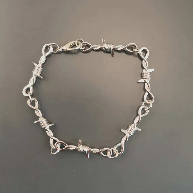 Gothic Barbed Wire Adjustable Cuban Link Bracelet