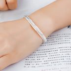 Y2K Silver-Tone Geometric Necklace Bracelet Set, 6mm