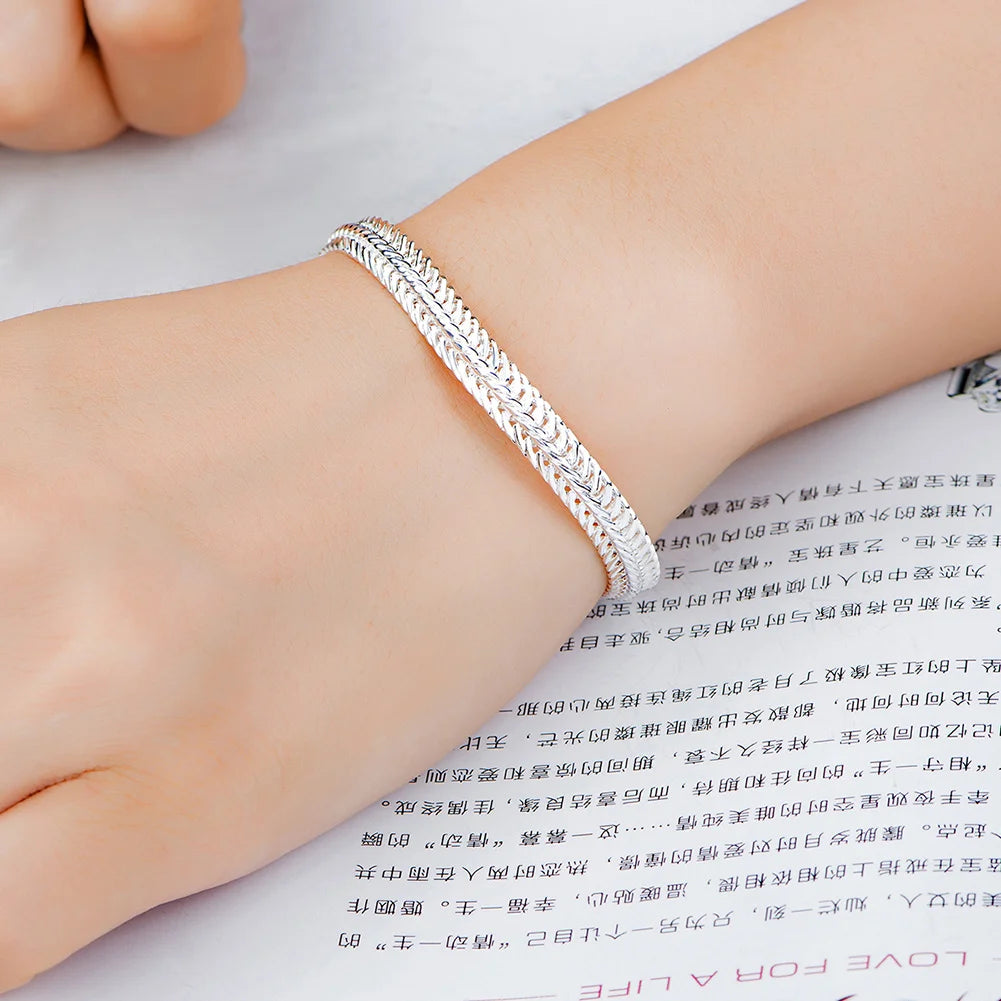 Y2K Silver-Tone Geometric Necklace Bracelet Set, 6mm