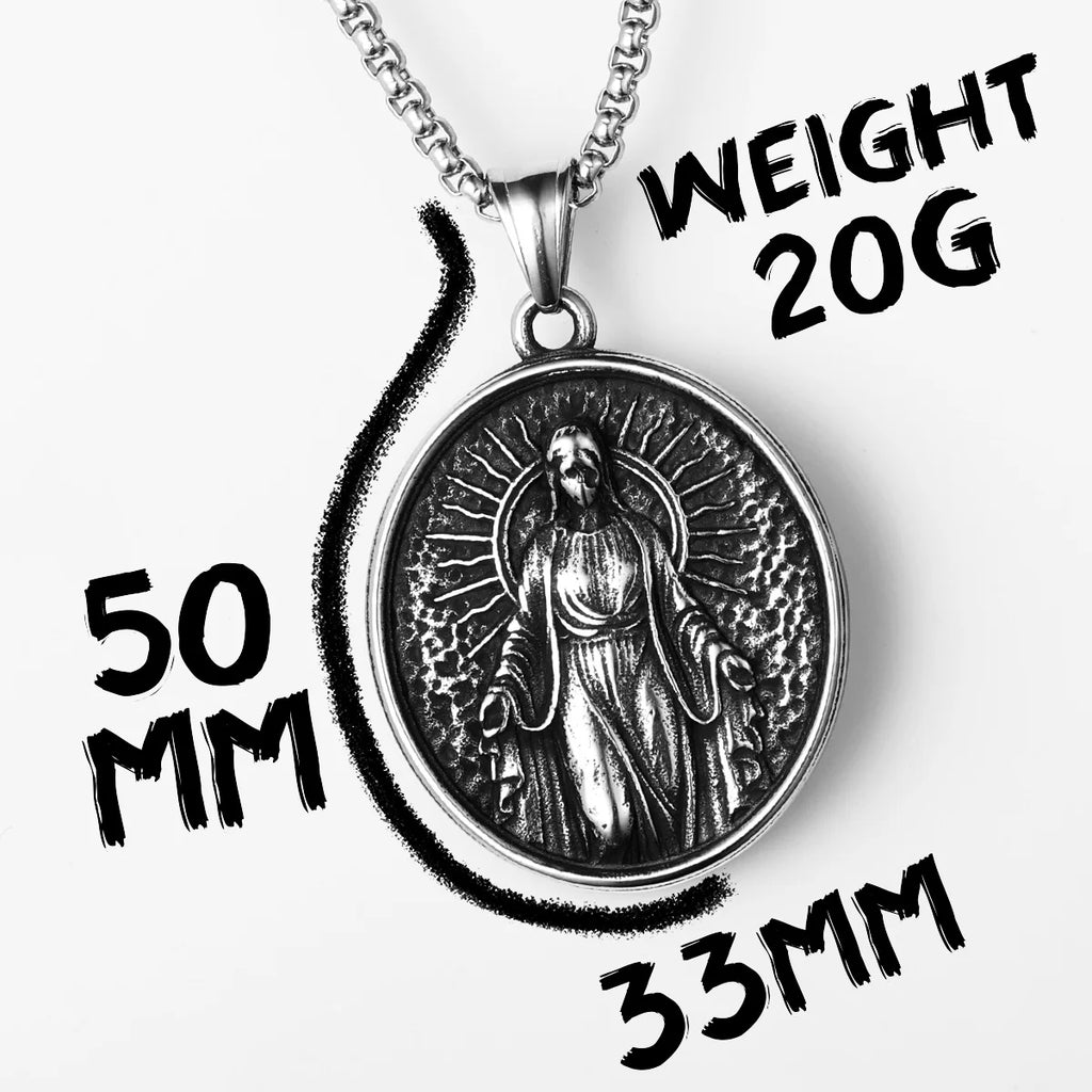 Virgin Mary Cross Pendant — Stainless Steel