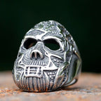 Flowers Skull Mask Ring — Stainless Steel