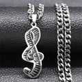 Piano Note Silver Pendant Necklace — Stainless Steel